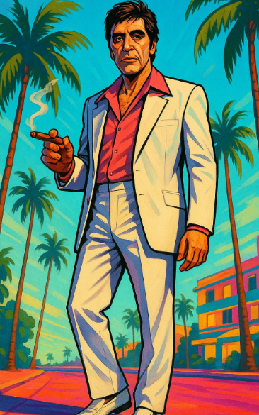 Retro Miami GTA-Style Character Poster