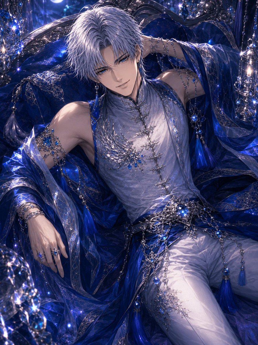 Profile / Avatar - Silver-Haired Gothic Fantasy Reclining Man - Image 3