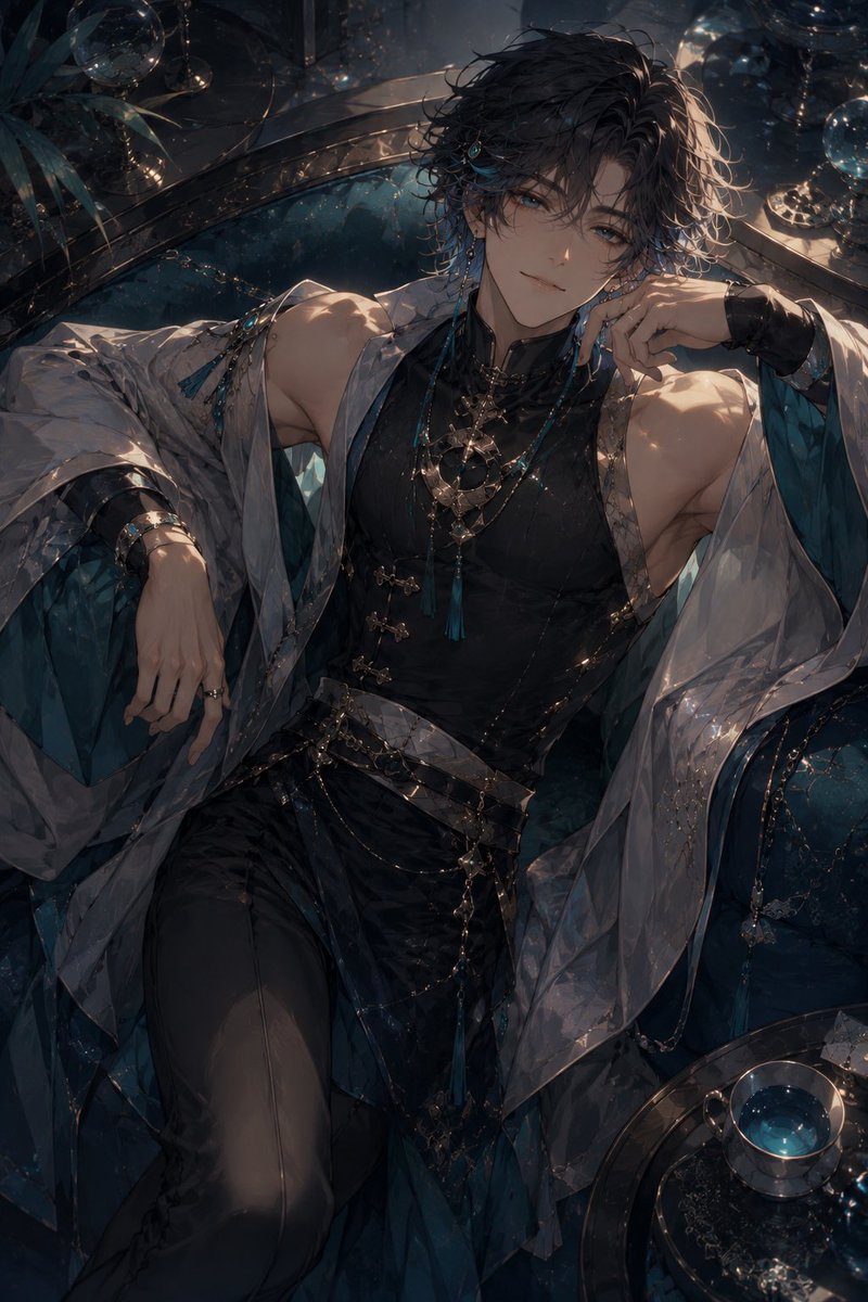 Profile / Avatar - Silver-Haired Gothic Fantasy Reclining Man - Image 4