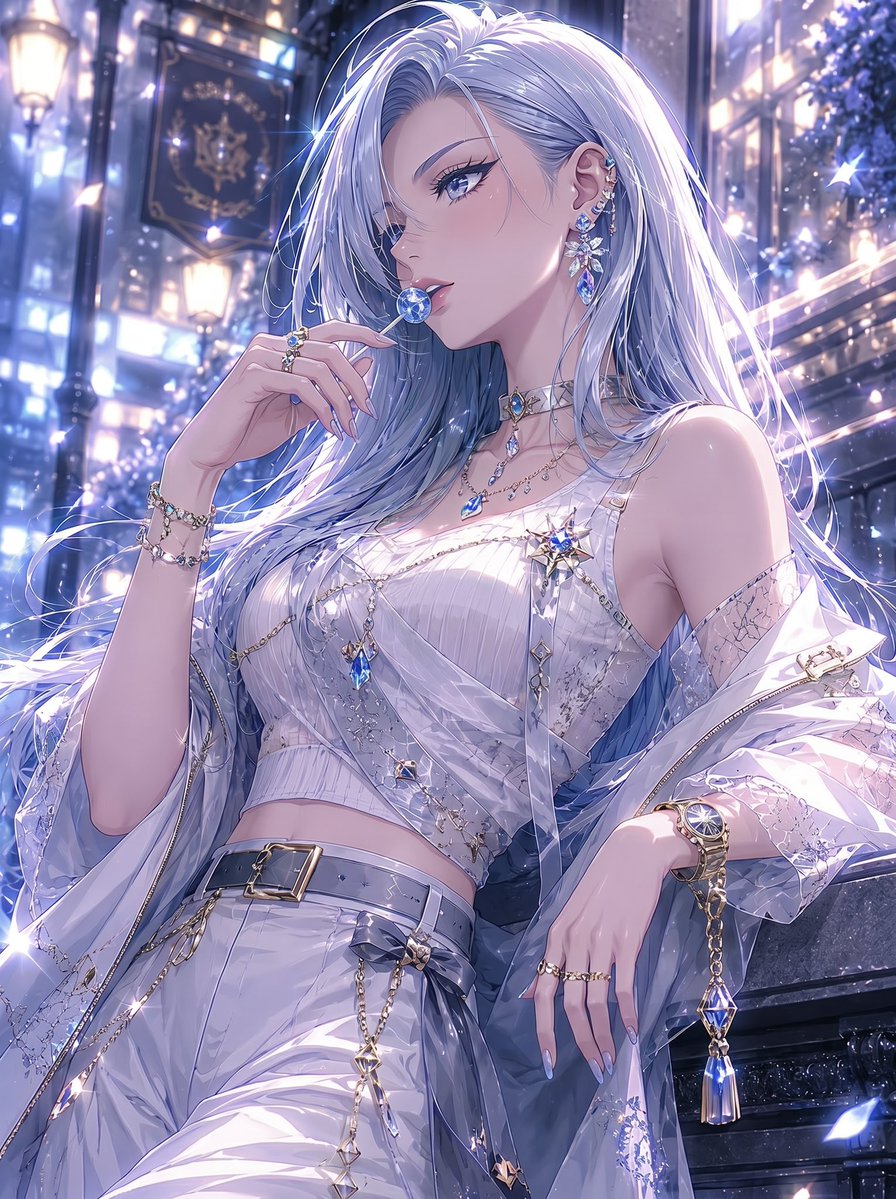 Game Asset - Censored Silver-Haired Anime Fashion Girl - Image 1