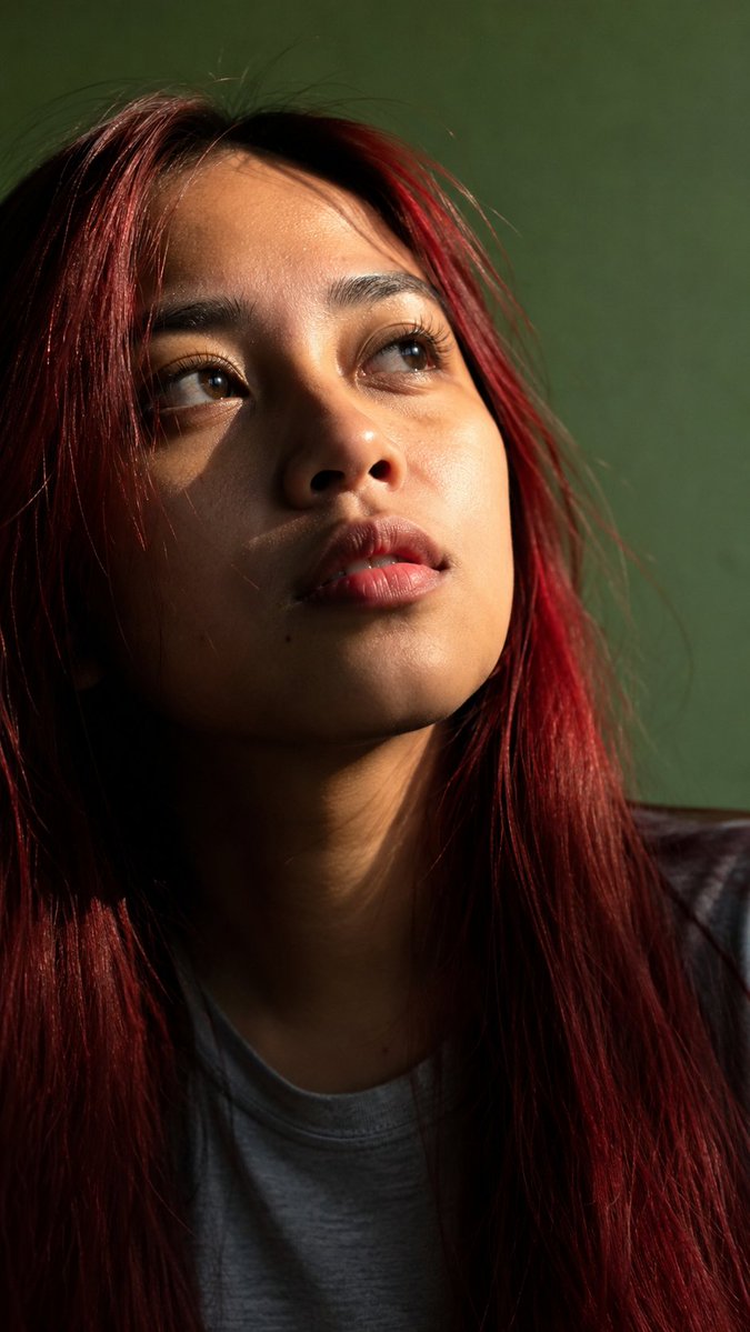 Censored Sunlit Red-Hair Portrait