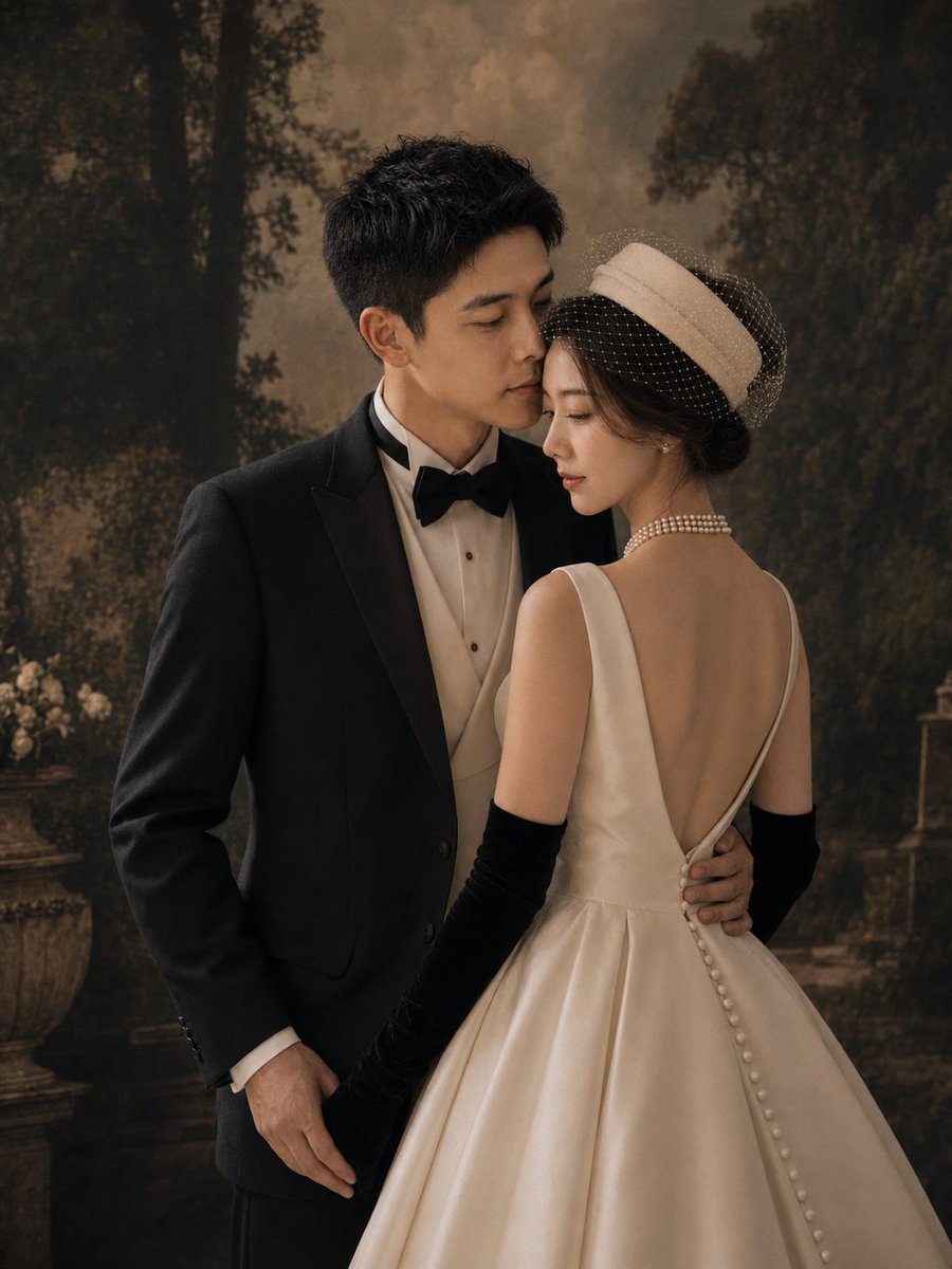Vintage Garden Wedding Portrait
