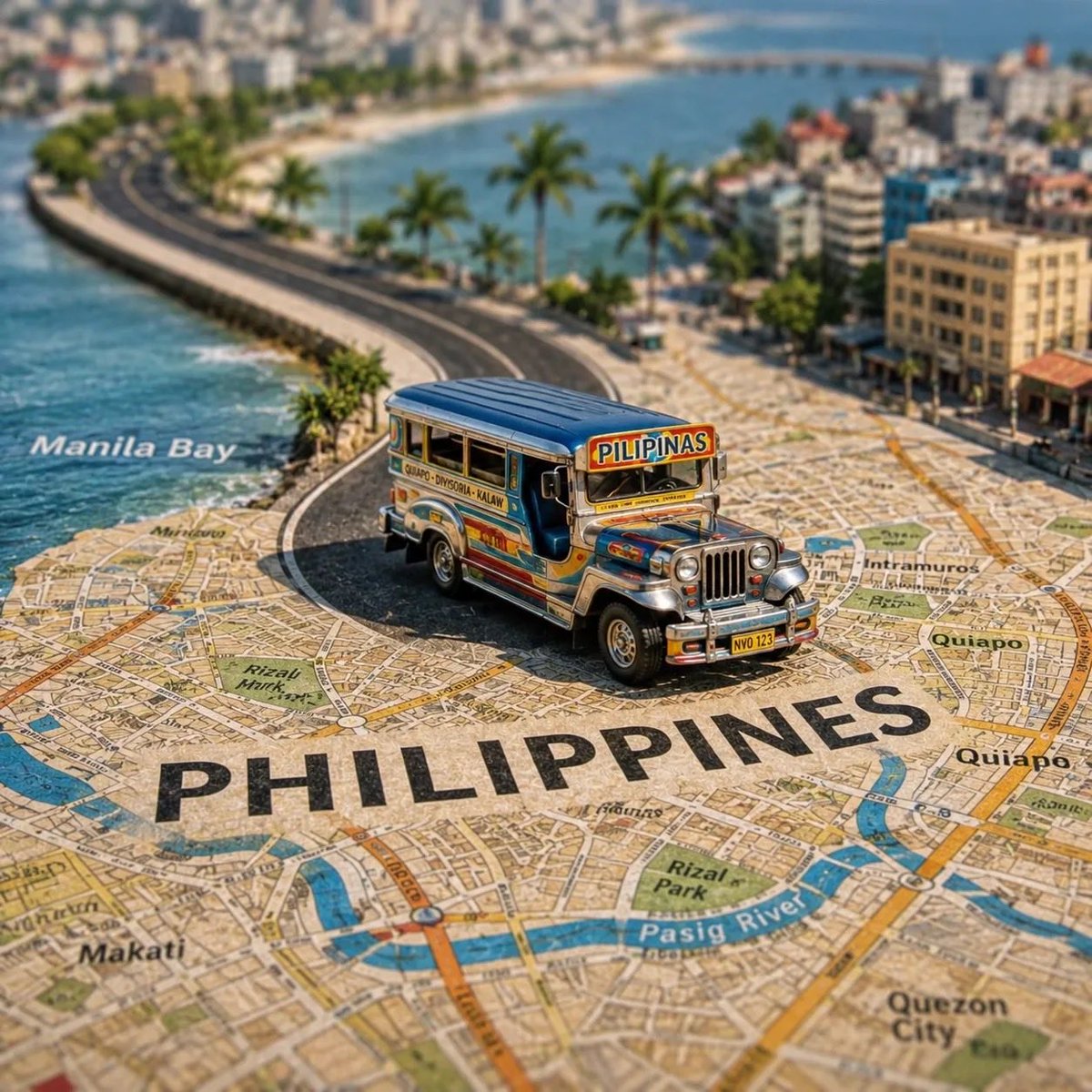 Tilt-Shift City Map Travel Scene example 3