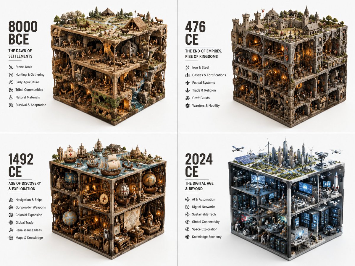 Infographic / Edu Visual - Historical Era Visualization Cube - Image 1