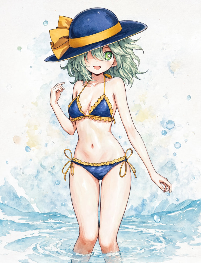 Hand-drawn Anime Swimsuit Portrait example 2