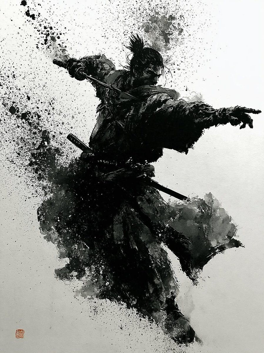 Sumi-e Samurai Poster Art example 2