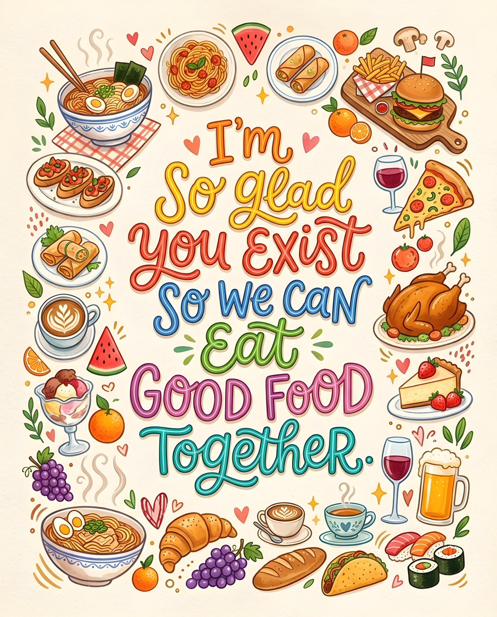 Social Media Post - Warm Food Illustration with Handwritten Quote - Image 1