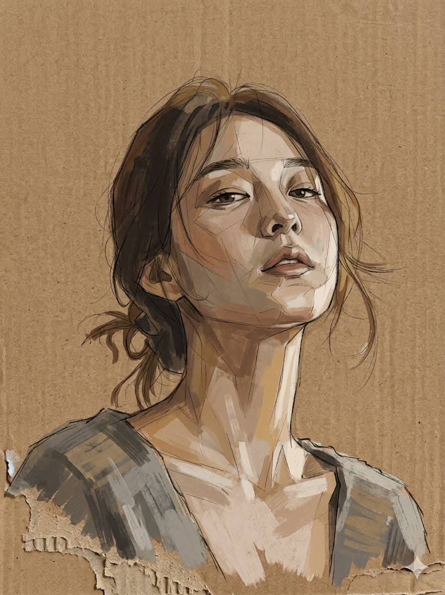 Profile / Avatar - Cardboard Mixed Media Portrait - Image 1