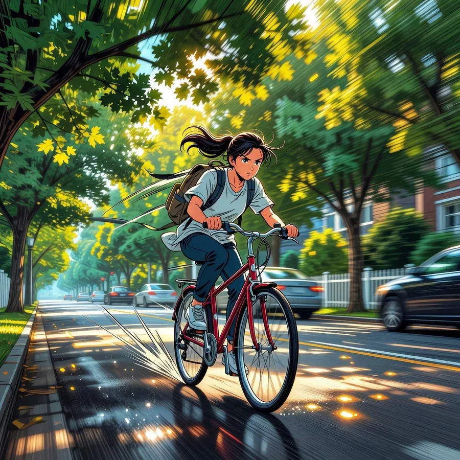 Social Media Post - Girl Cycling City Illustration - Image 2