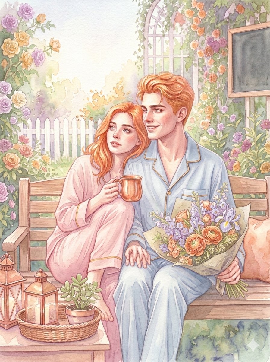 Comic / Storyboard - Romantic Garden Watercolor Illustration - Image 1