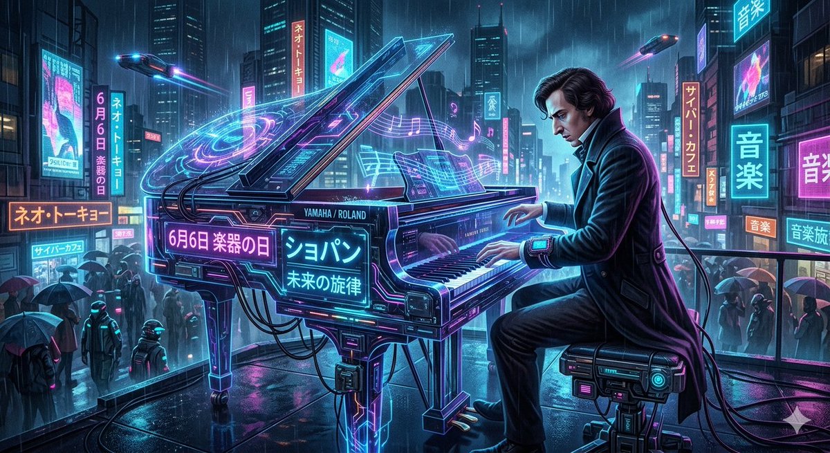 Sample output image for Chopin Playing Piano (Cyberpunk Style)
