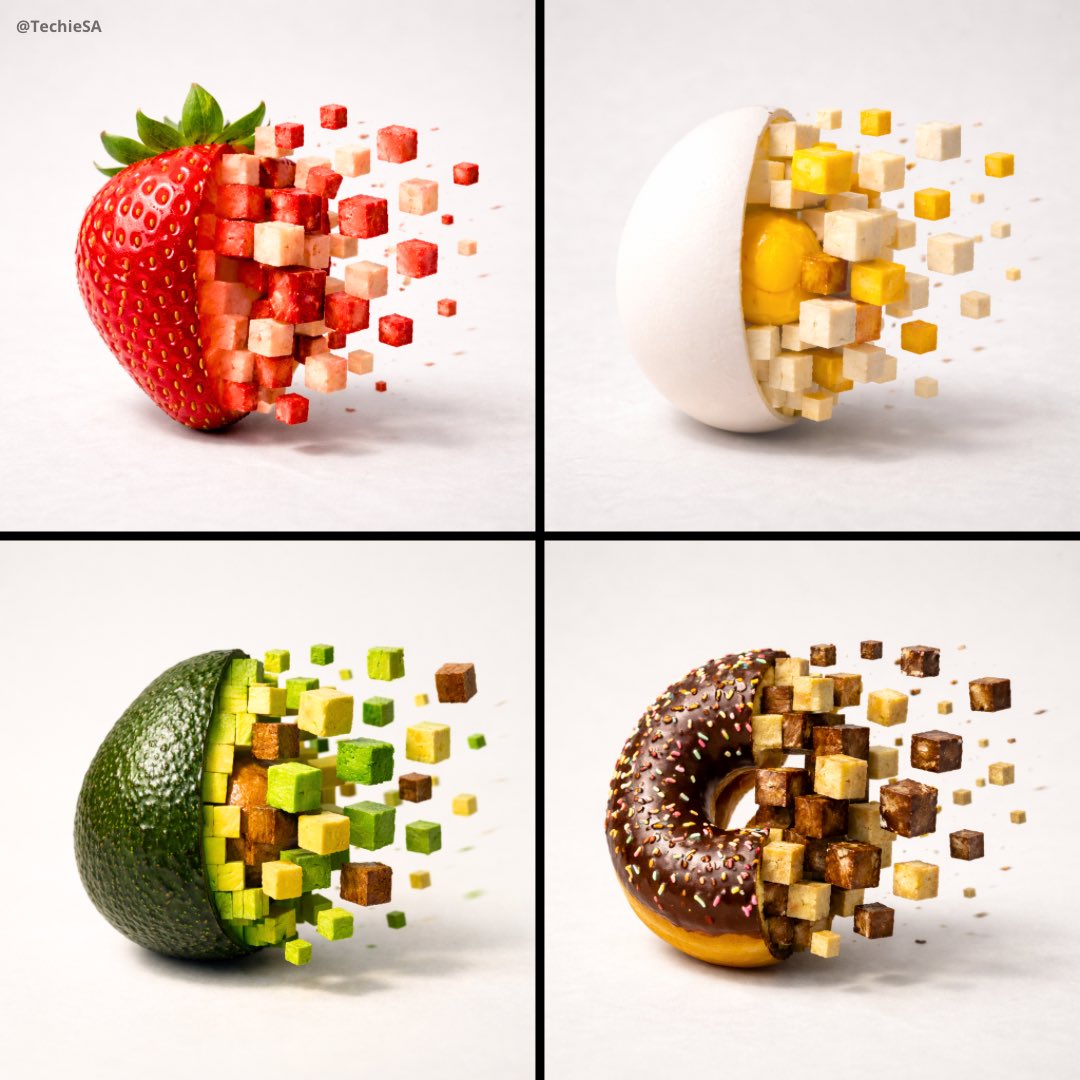 E-commerce Main Image - 3D Pixel Food Disintegration - Image 1