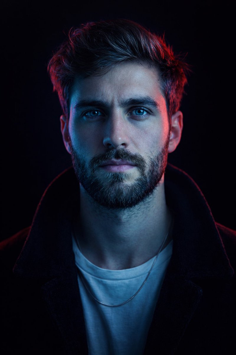 Profile / Avatar - Cyberpunk Neon Split Lighting Portrait - Image 1