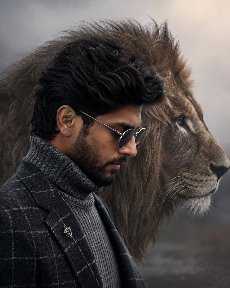 Product Marketing - Cinematic Fashion Portrait with Lion - Image 1