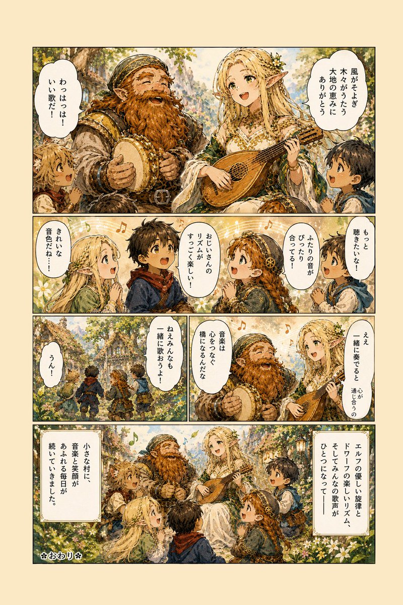 Comic / Storyboard - Fantasy Forest Music Manga Page - Image 1