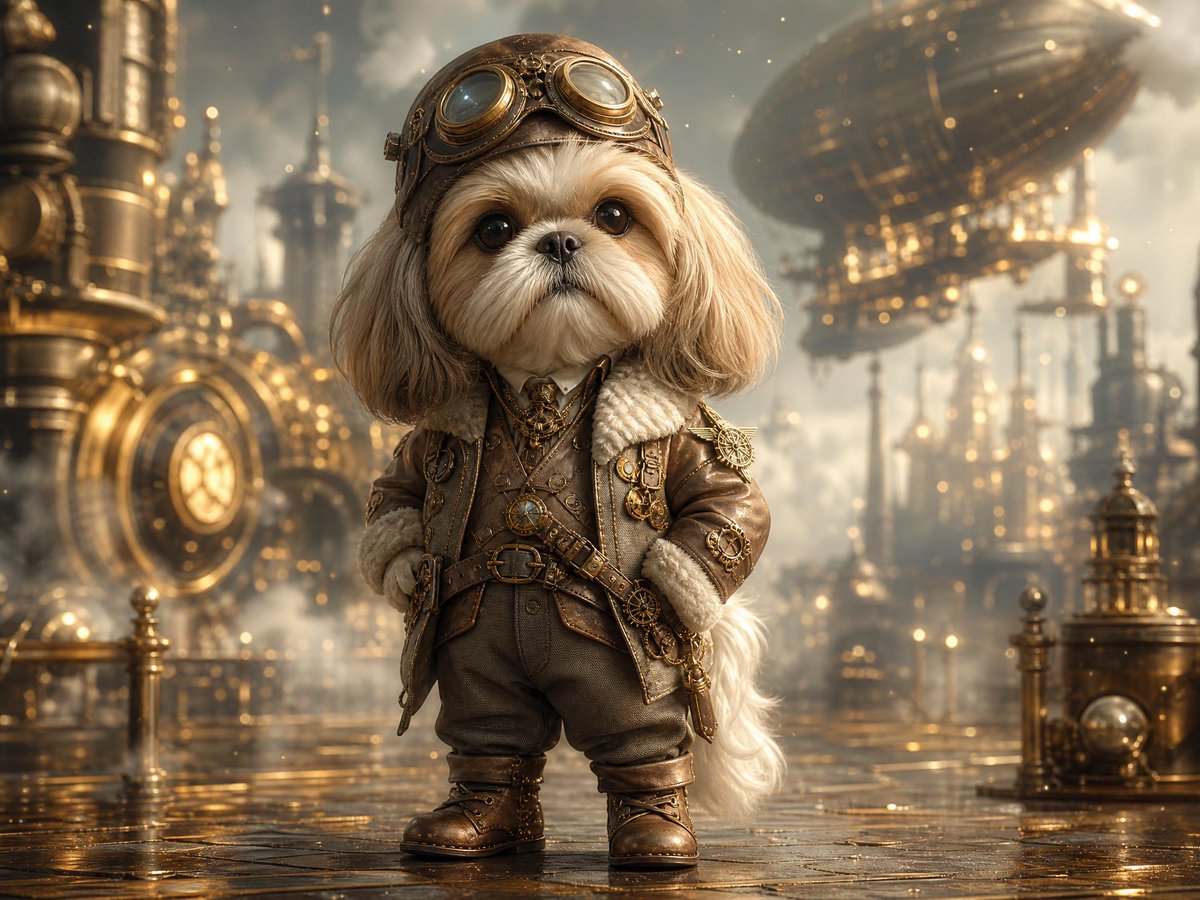 Game Asset - Steampunk Shih Tzu Airship Pilot - Image 1