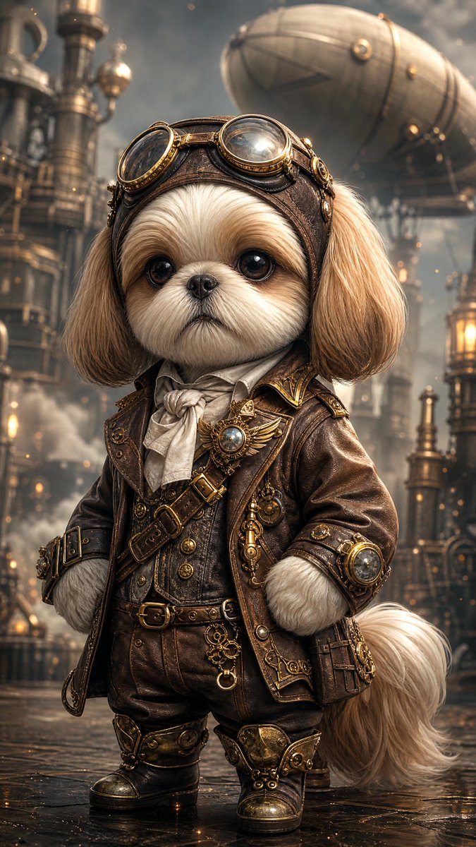Game Asset - Steampunk Shih Tzu Airship Pilot - Image 2