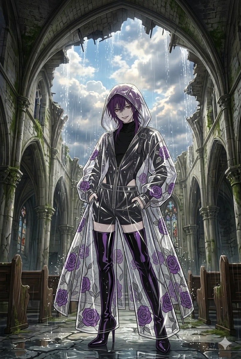 Product Marketing - Stained Glass Rose Raincoat - Image 1