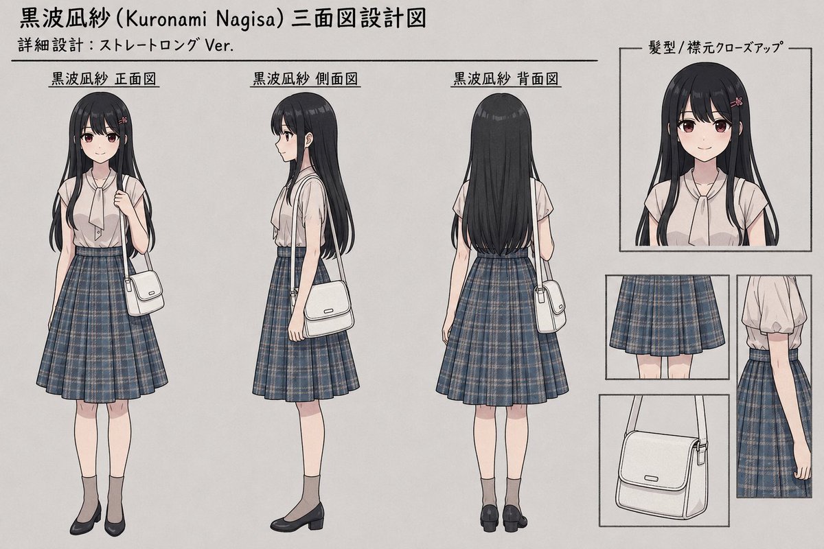 Game Asset - Anime Three-View Character Sheet - Image 1