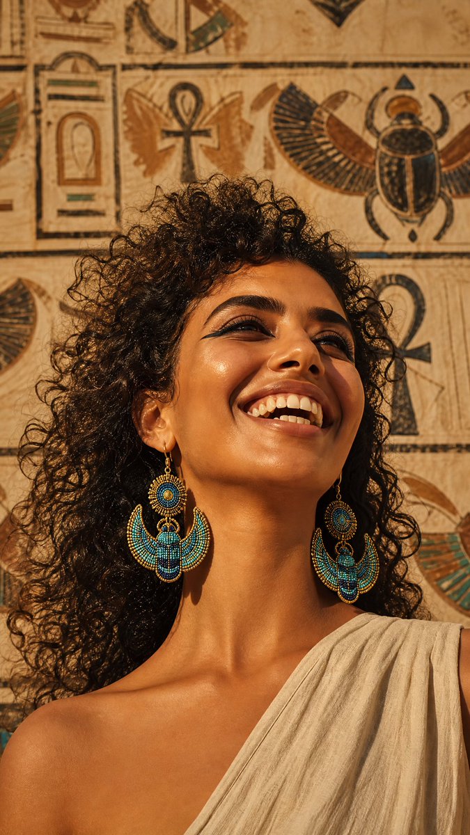 Social Media Post - Egyptian Scarab Earring Portrait - Image 1