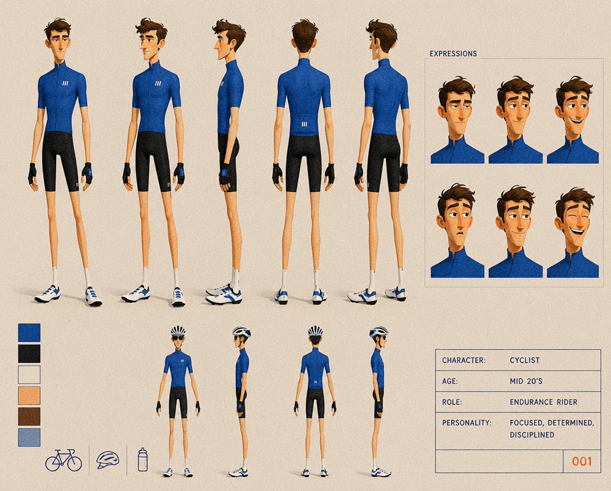 Comic / Storyboard - Cyclist Character Design Sheet - Image 1