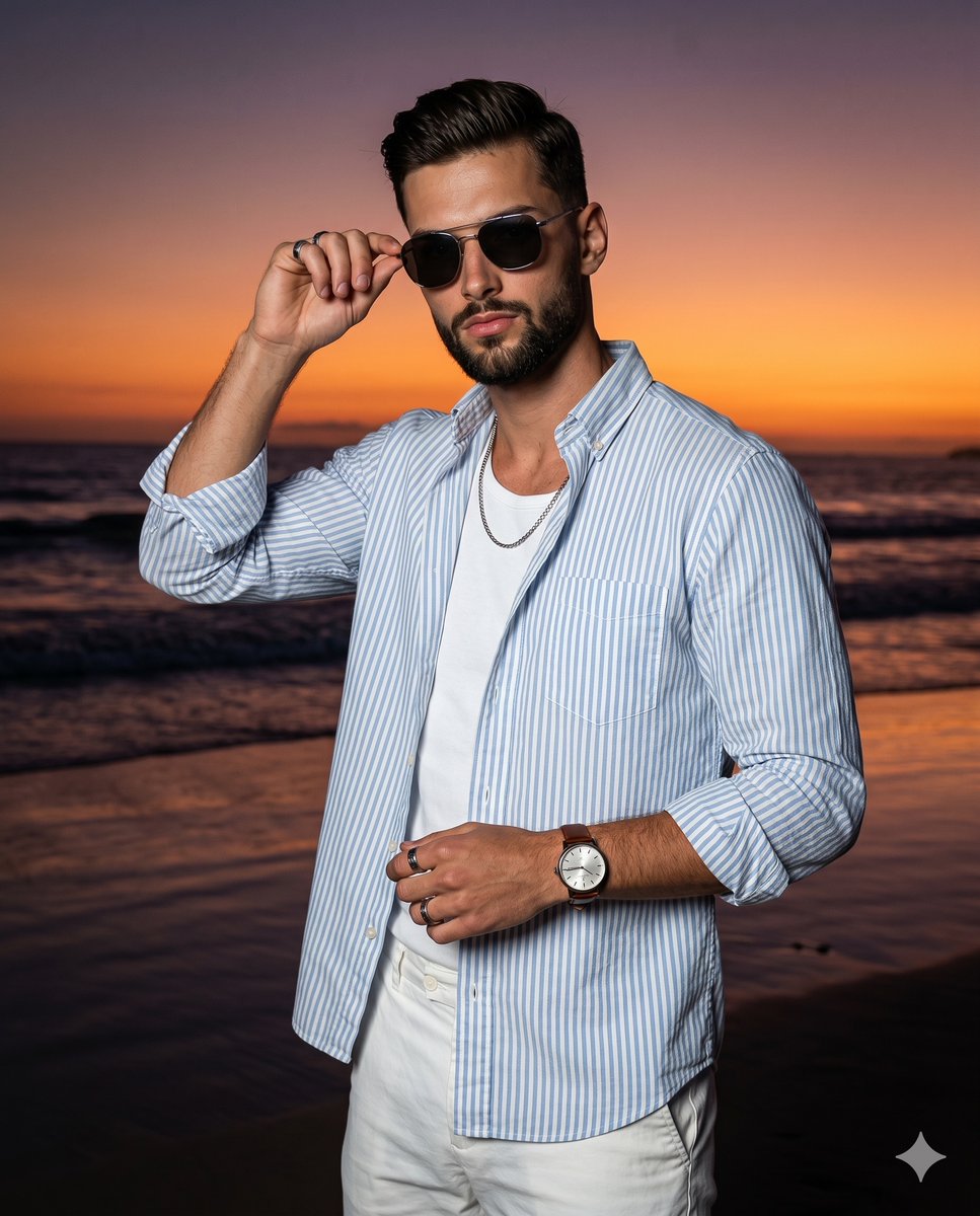 Sample output image for Confident Sunset Beach Portrait