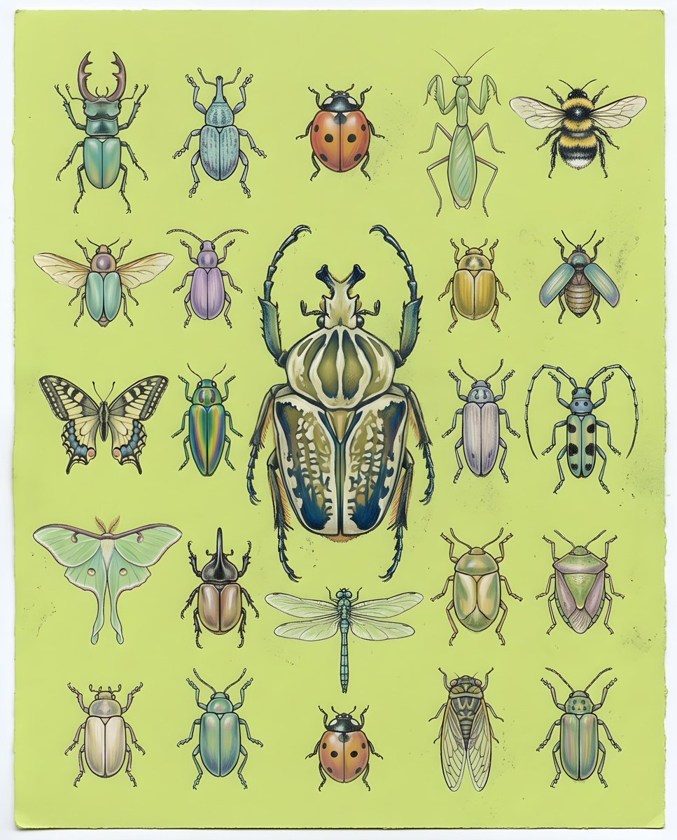 Sample output image for Pastel Chalk Insect Knolling