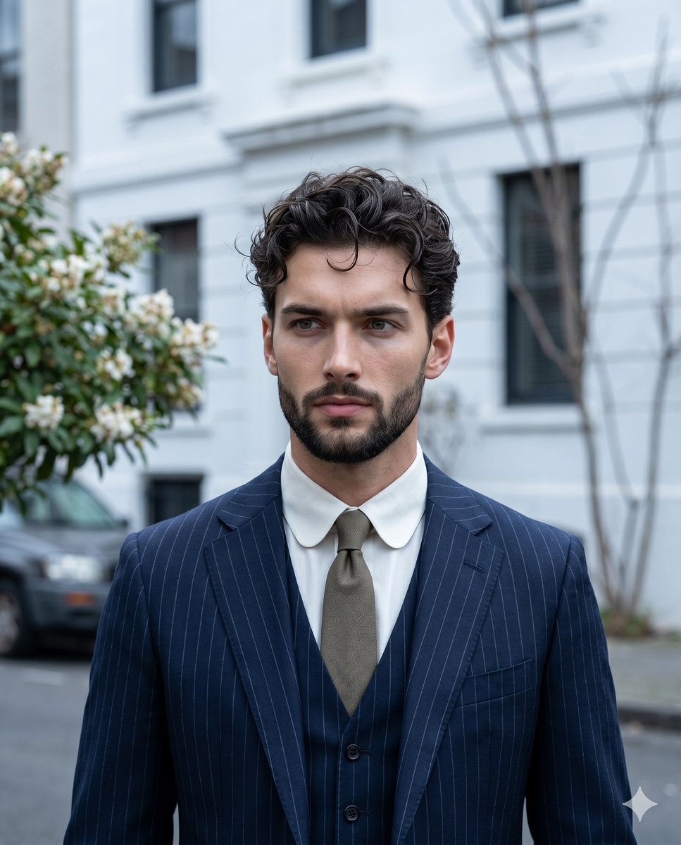Sample output image for Sophisticated Urban Pinstripe Suit Portrait