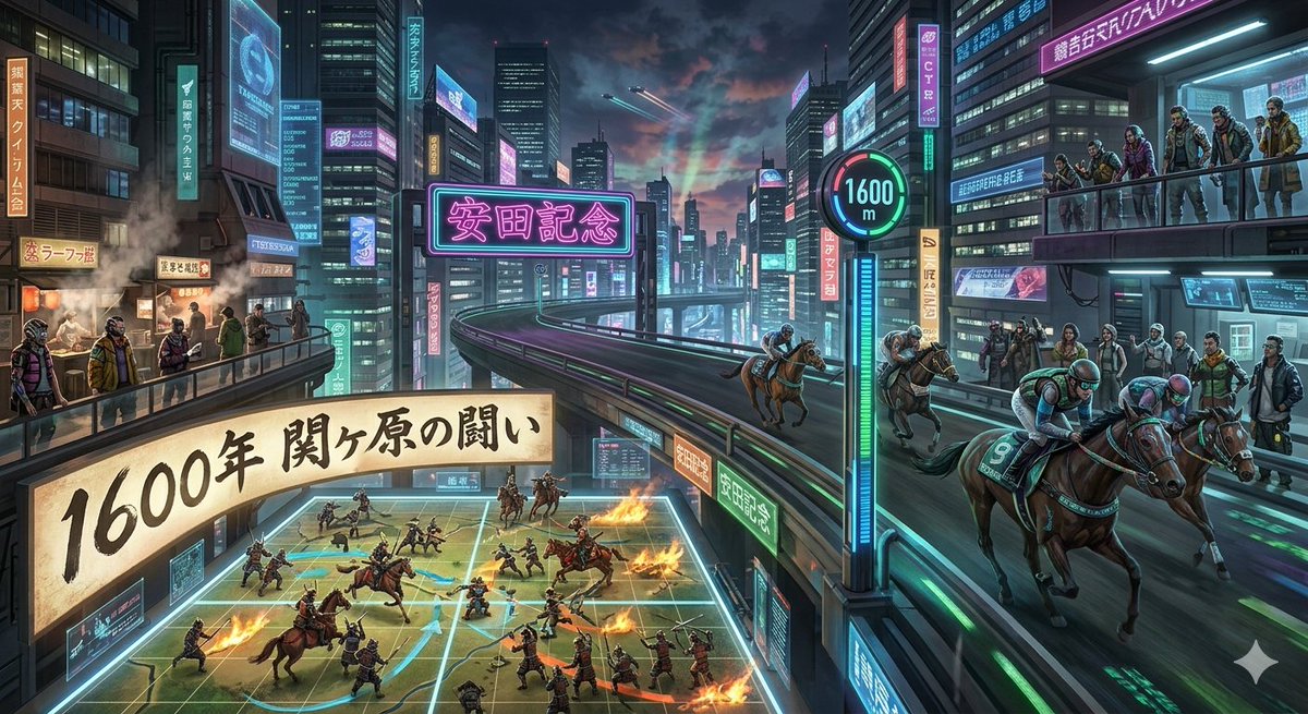 Sample output image for Cyberpunk Historical Horse Racing