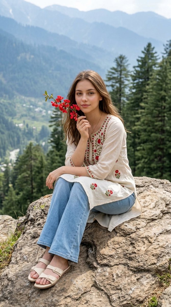 Sample output image for Mountain Viewpoint Fashion Portrait