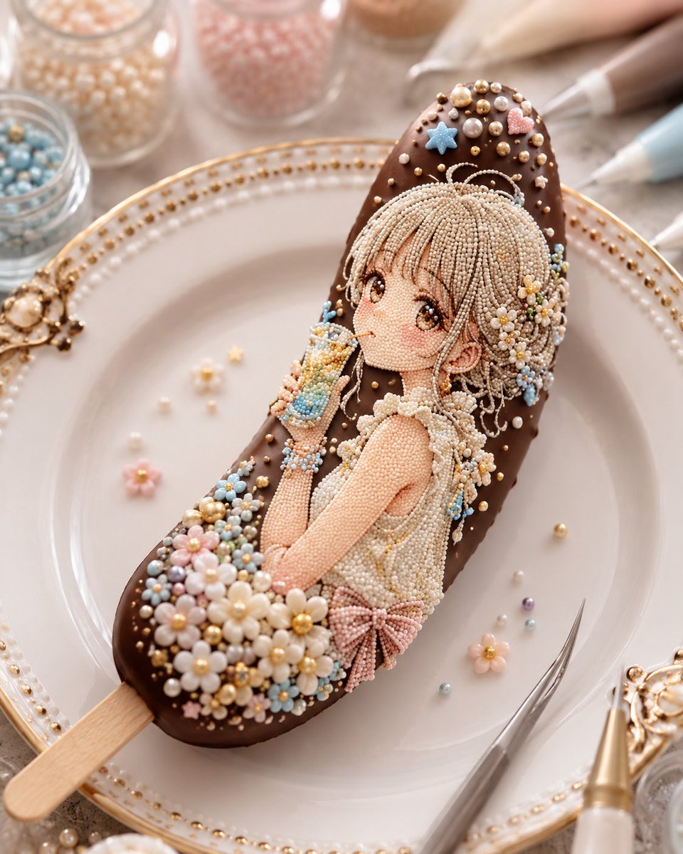 Kawaii Bead Art Chocolate Banana example 3