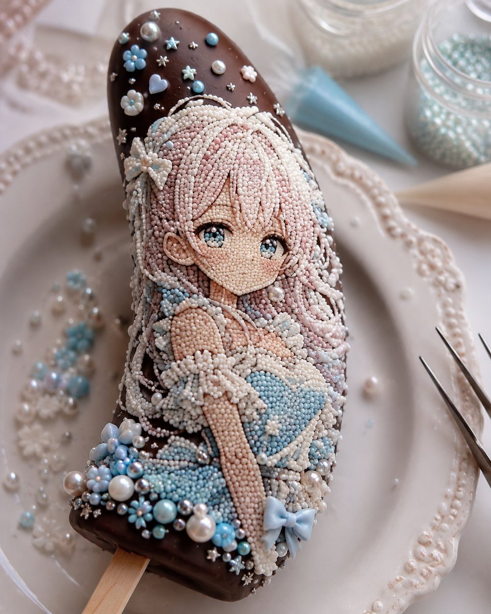 Kawaii Bead Art Chocolate Banana example 2
