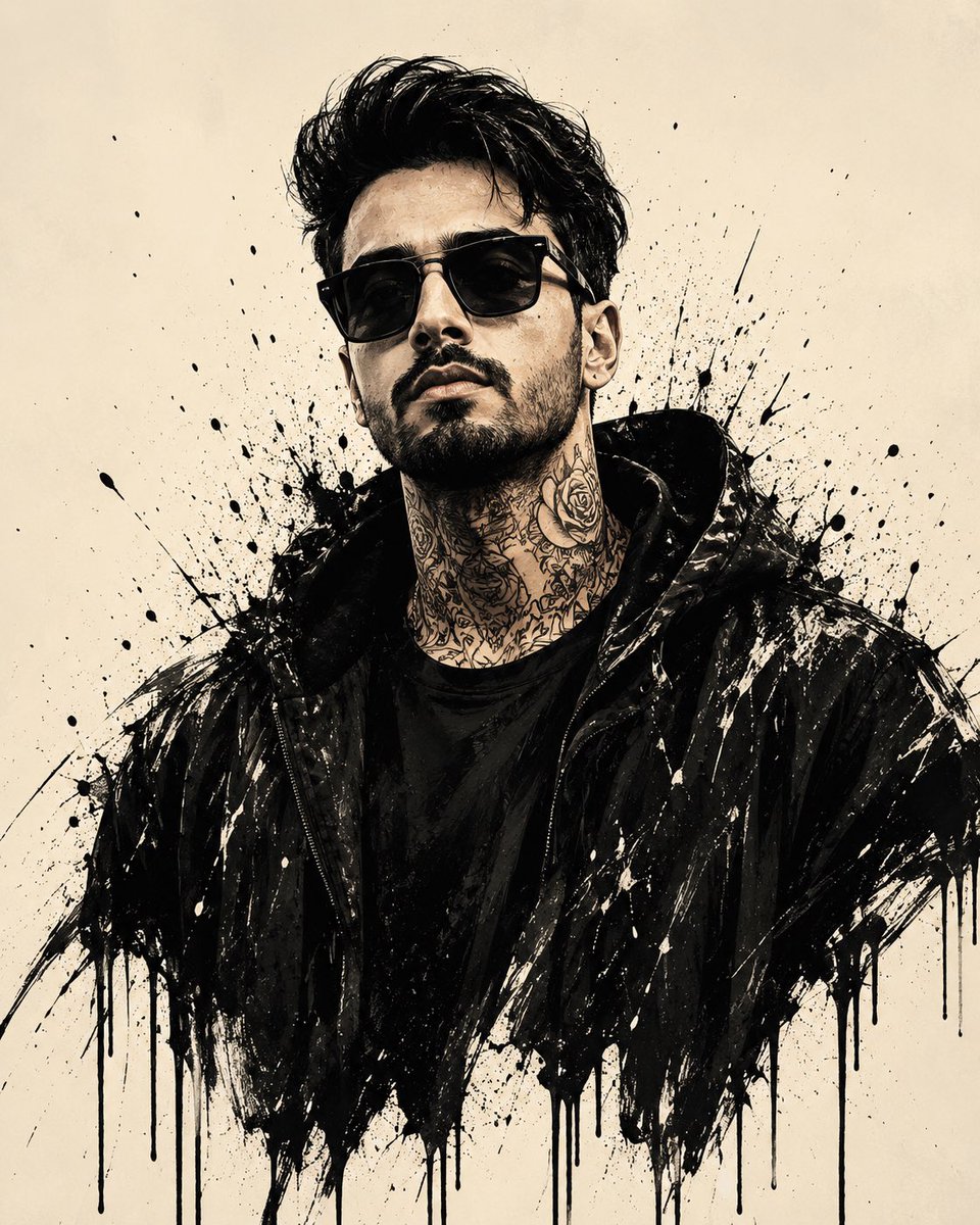 Sample output image for Black Ink-Splash Graffiti Stylized Portrait