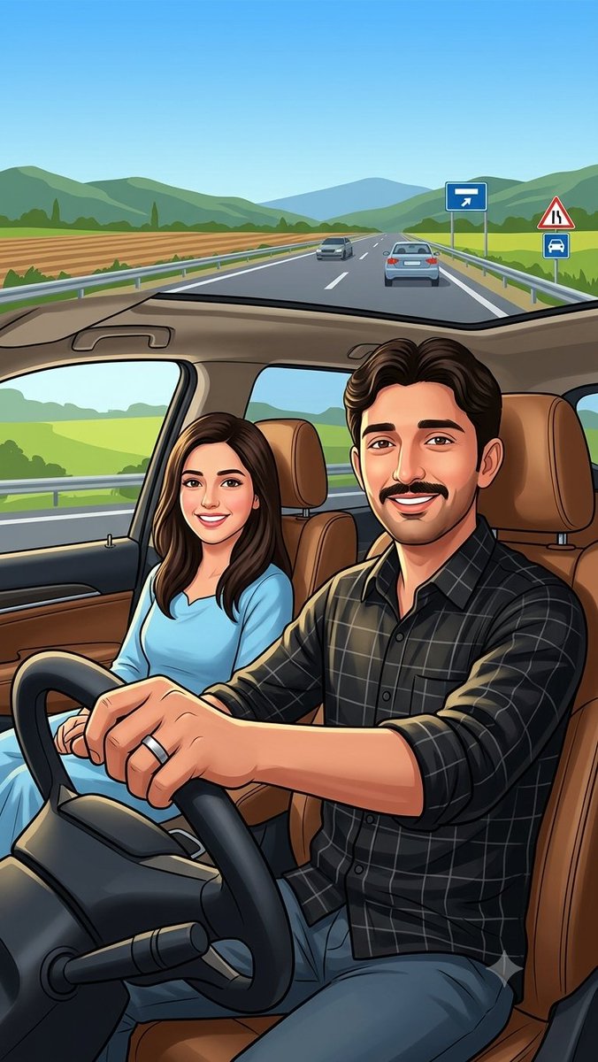 Rural Highway Drive Illustration