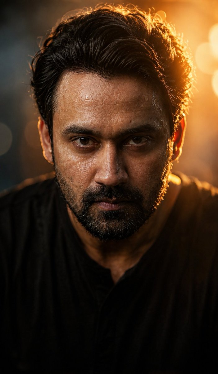 Cinematic Wet Face Portrait at Golden Hour