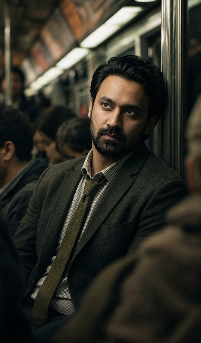 Melancholic Subway Commuter Portrait
