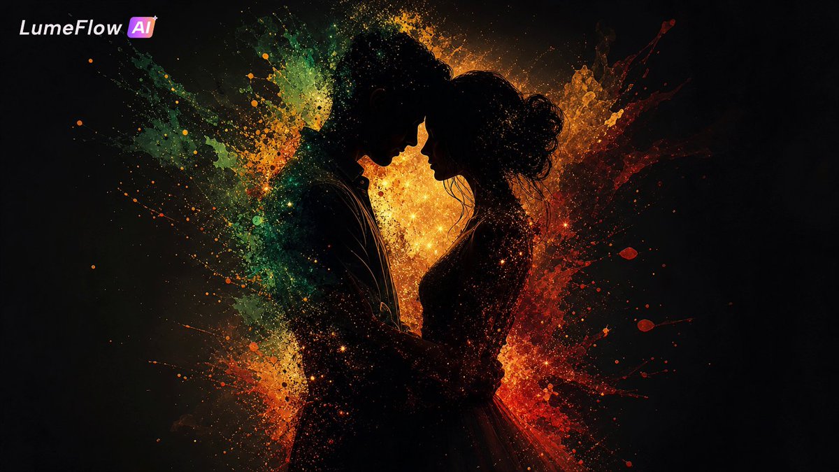 Cosmic Ink Splash Couple Silhouette example 2