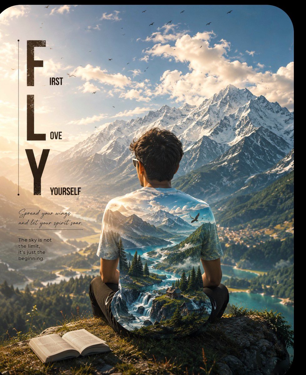 Double-Exposure Mountain Adventure Poster