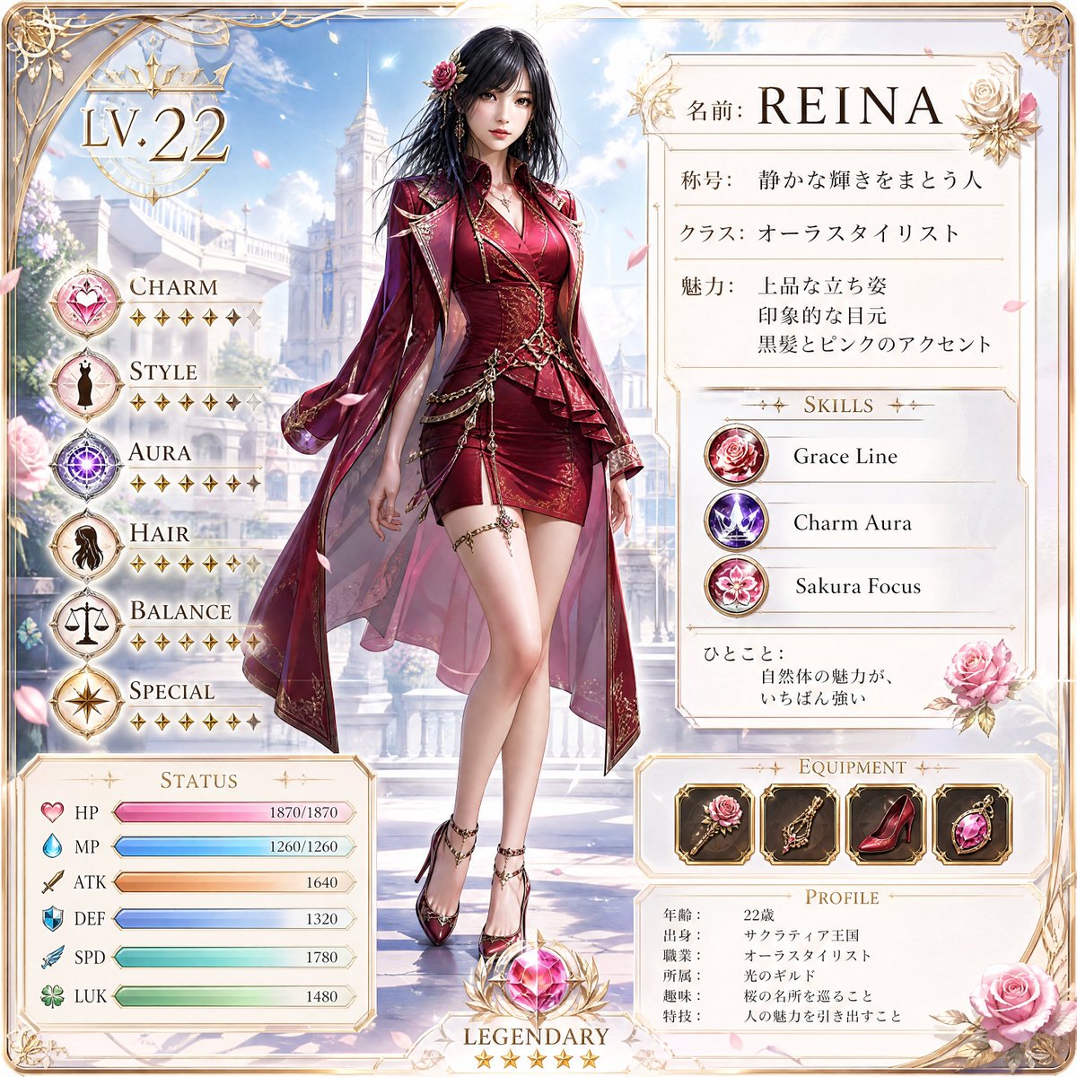 Premium RPG Character Card UI