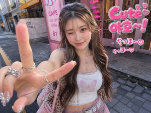 千禧年辣妹咖啡馆自拍