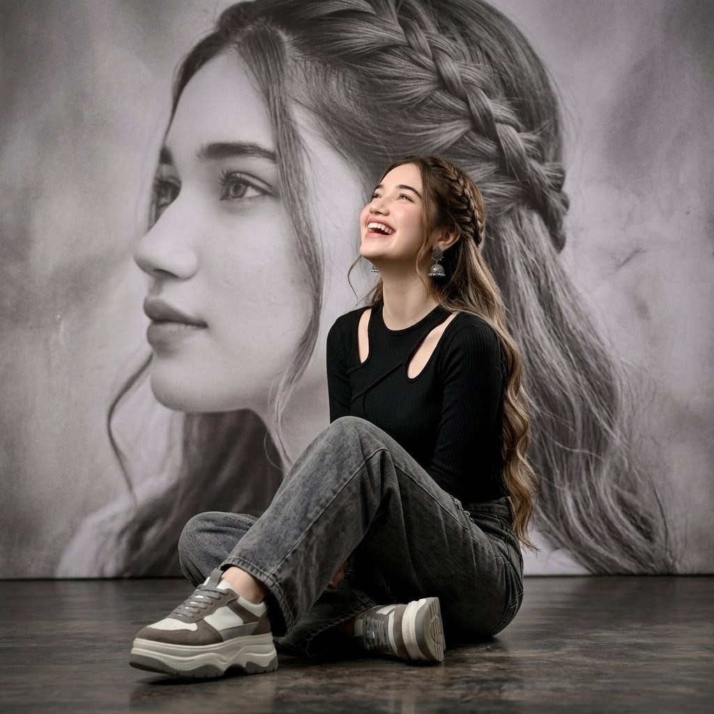 Braided Hair Studio Fashion Portrait