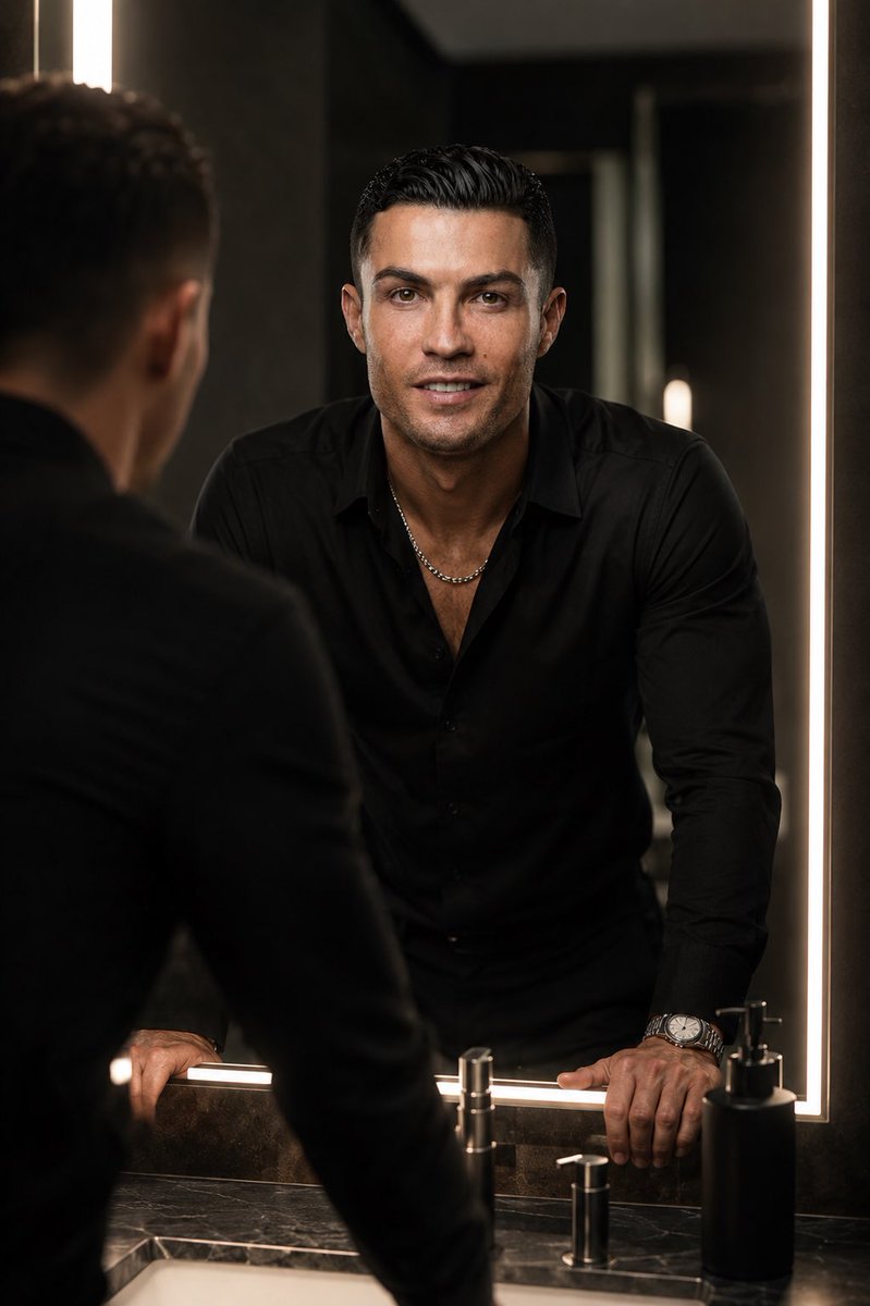 Ultra-Realistic Portrait in Cinematic Bathroom Lighting reference image 1