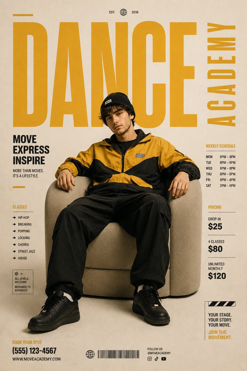 Minimalist Contemporary Dance Academy Poster