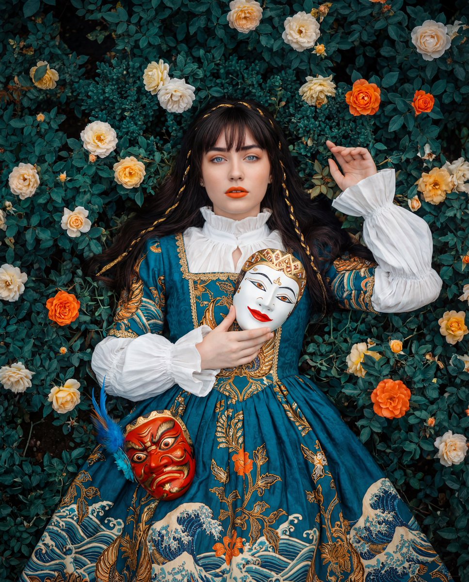 Cultural Fusion Overhead Portrait with Masks