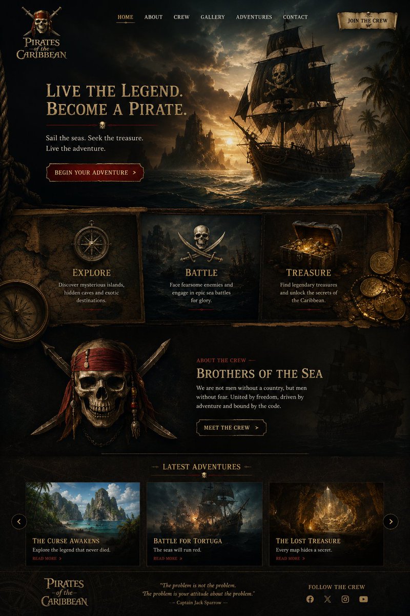 Cinematic Pirate Website Landing Page