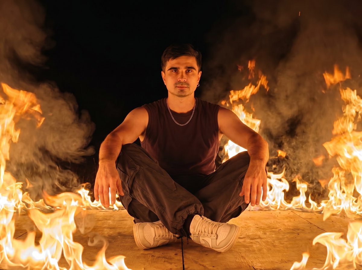 Sample output image for Dramatic Fire Editorial Portrait