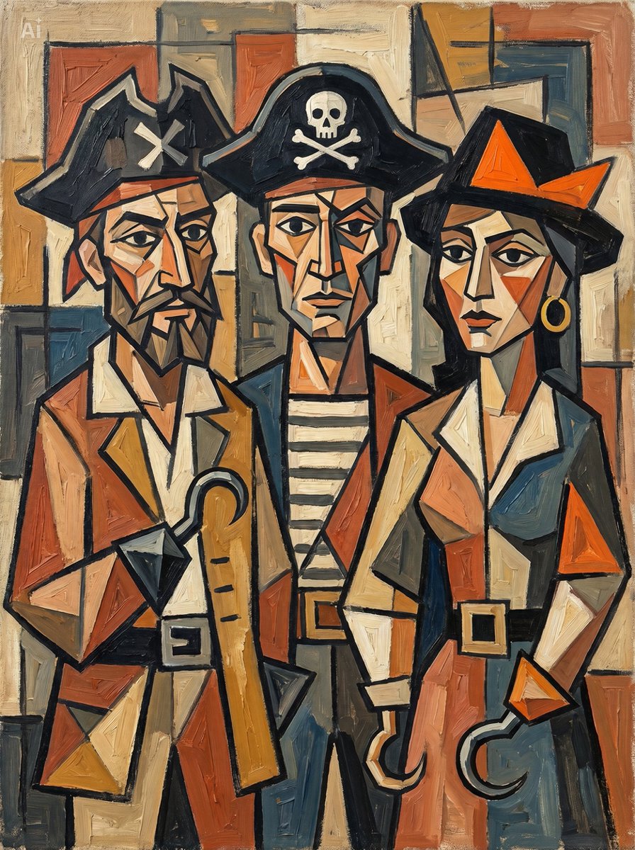 Cubist Pirate Oil Painting 2