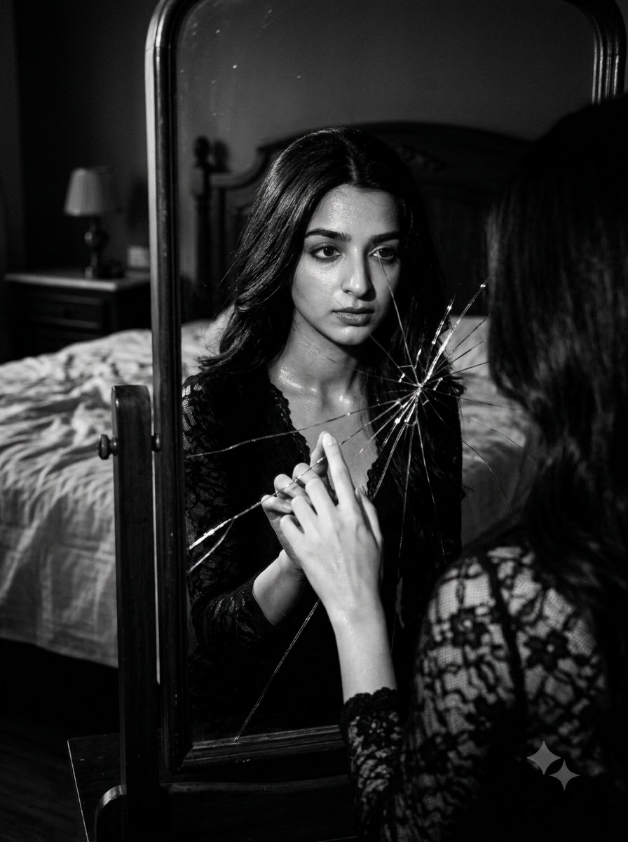 Sample output image for Film Noir Cracked Mirror Portrait