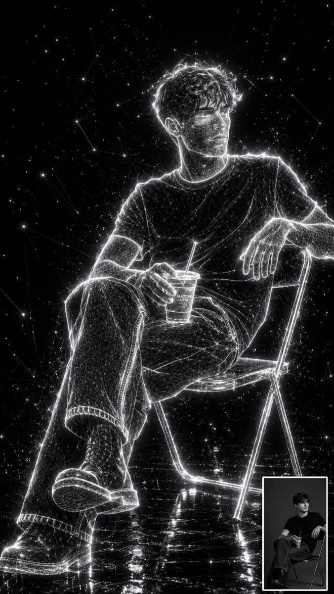 Holographic Wireframe Character Art reference image 1