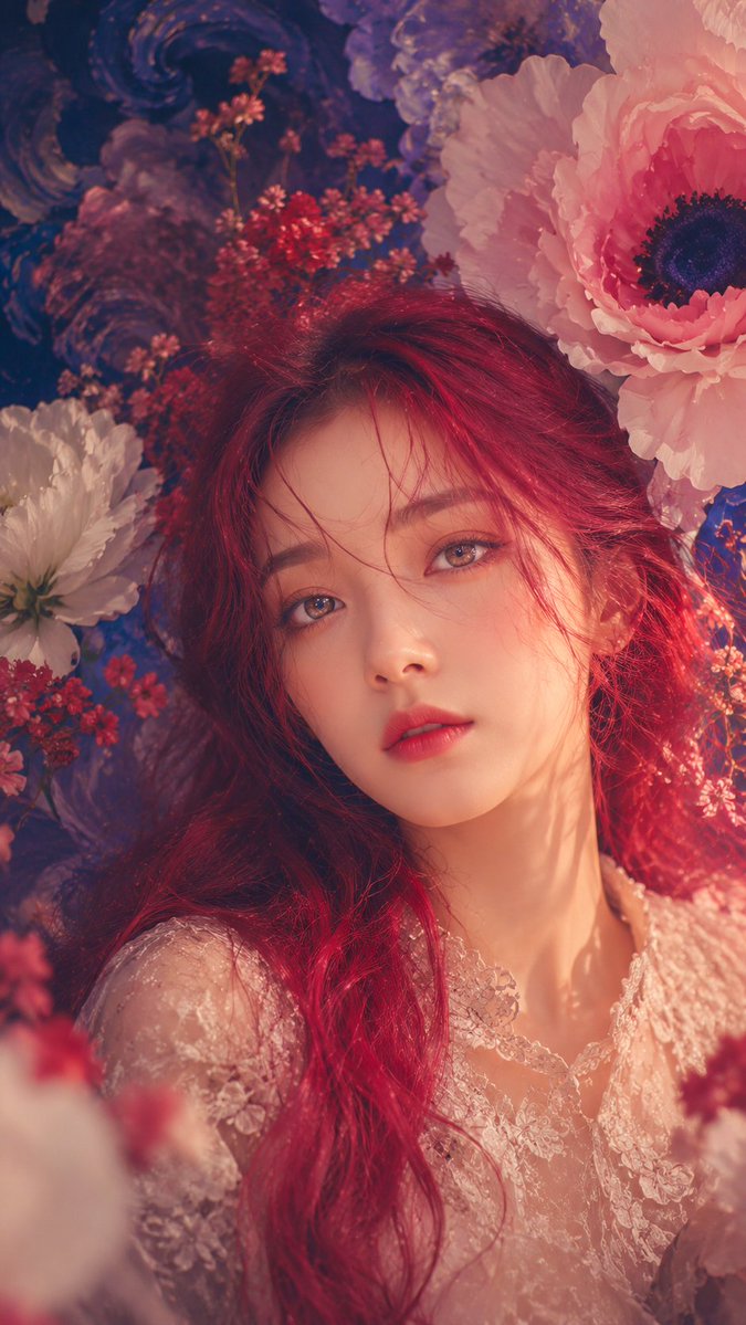 Anonymous Floral Crimson Portrait